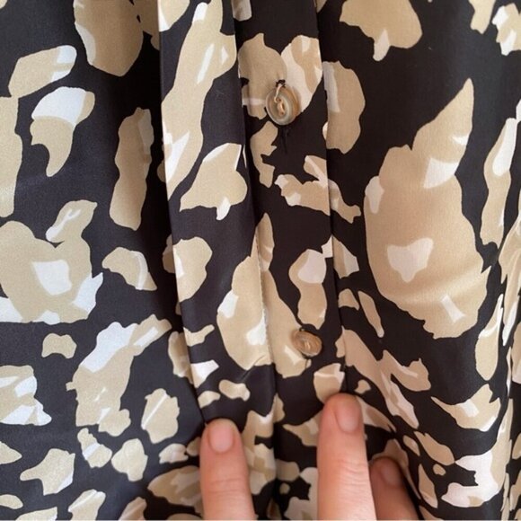 Vintage Jessica Puff Sleeve Animal Print Button Front Silky Blouse Size Large - Picture 8 of 13